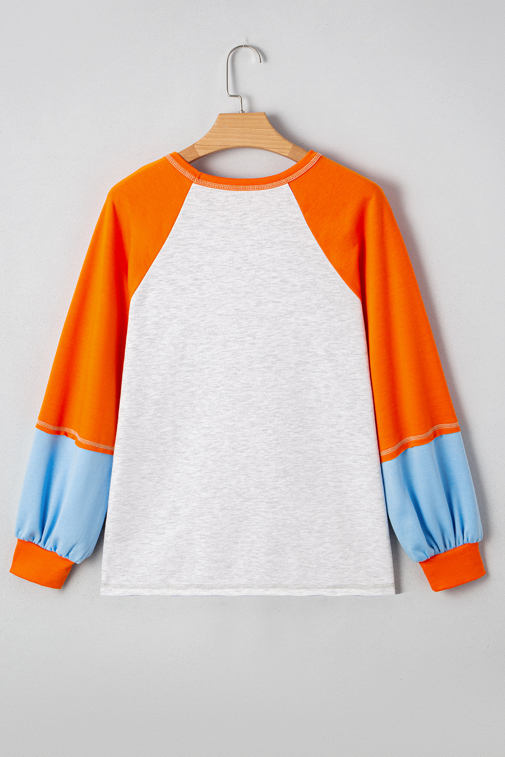 Color Block Raglan Sleeve Contrast Stitching Loose Fit Top