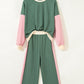 Block Pullover Loose Pant Set