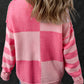 Checkered Striped Sleeve Sweater