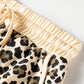 Leopard Print Contrast Trim Long Sleeve Pullover Drawstring Shorts 2pcs Outfit