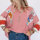 Pinstriped Color Block Patchwork Top