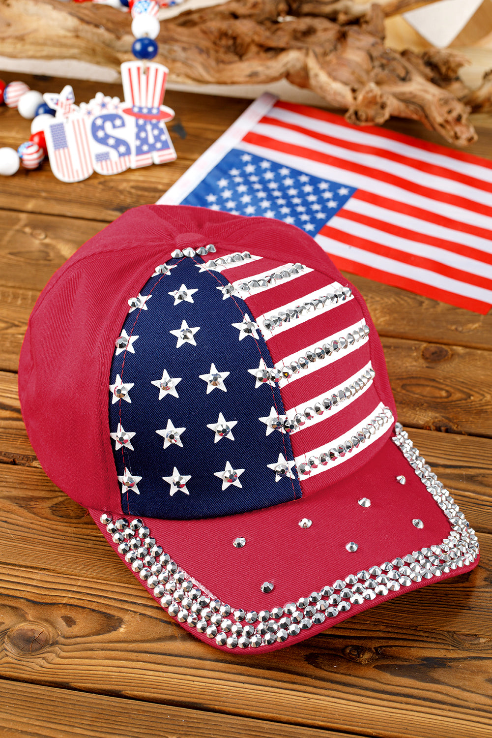 American Flag Rhinestone Decor Baseball Cap