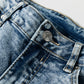 High Rise Button Zip Fly Medium Wash Jeans