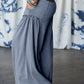 High Frilled Detail Wide Leg High Waist Knit Pants