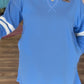 Exposed Seam Detail Varsity Striped Sleeve Plus Size Mini Dress