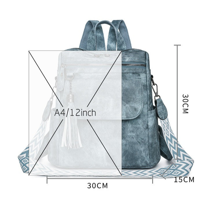 Retro Backpack Large Capacity Vegen Leather Travel Backpack