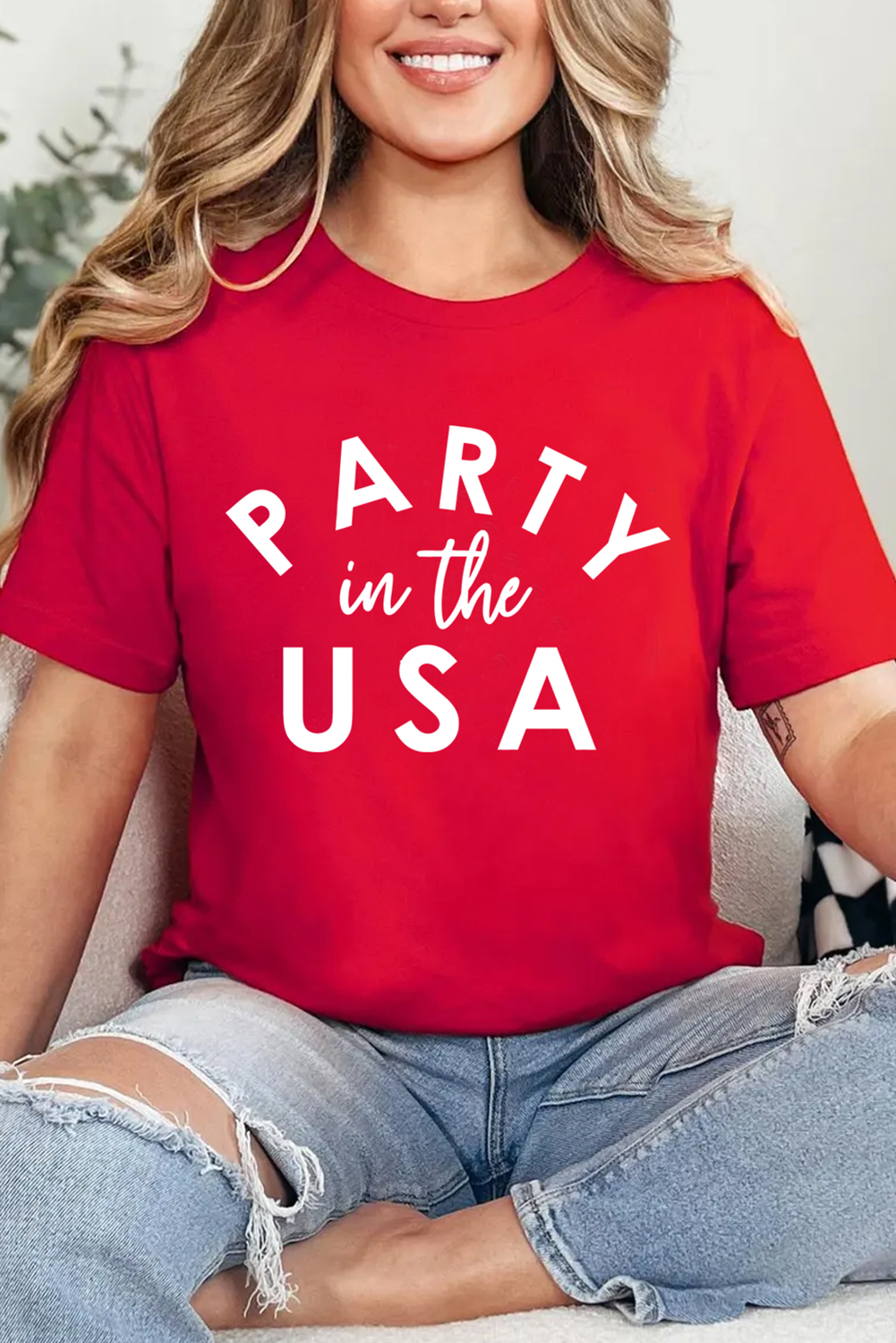 PARTY in the USA Printed Independence Day T Shirt