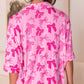 Bow Print Half Sleeve Shirt and Shorts Pajamas Set