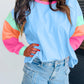 Colorblock Patchwork Long Sleeve Top