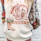 Asymmetric Printed Patchwork Sleeve Peace Desert Graphic Top