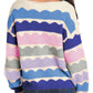 Wave Striped Balloon Sleeve Loose Sweater