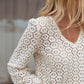 Flower Lace V Neck Ruffled Sleeve Top