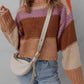 Cropped Colorblock Drop Shoulder Knitted Sweater