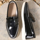 Glossy PU Leather Pointed Toe Slip On Loafers