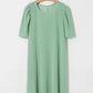 Corded Knit Crew Neck Puff Sleeve Shift Mini Dress