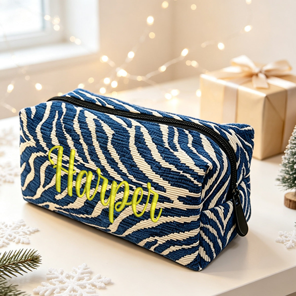 Custom Zebra Print Cosmetic Bag