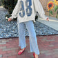 Faded Varsity Print Loose Pullover Top