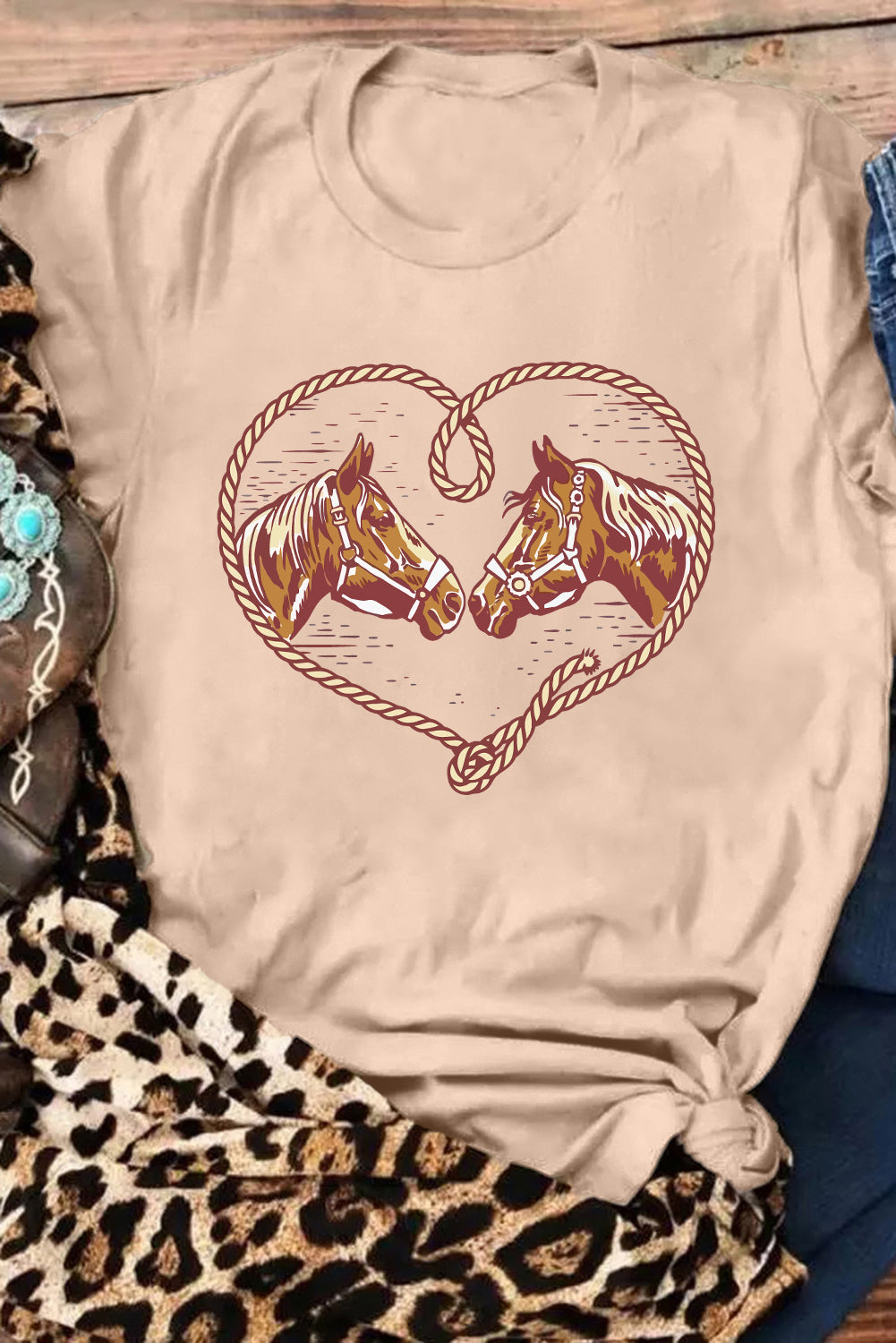 Rodeo Horse Graphic Western Cowgirl Fashion T Shirt