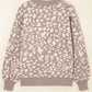 Leopard Spots Pattern Ribbed Trim Drop Shoulder Sweater