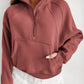 Zip Up Stand Collar Thumbhole Sleeve Sweatshirt