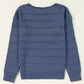 Boat Neck Drop Shoulder Pointelle Knit Sweater