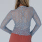 Sheer Floral Lace Long Sleeve Slim Fit Top
