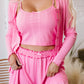 3 Pcs Crop Tank Top Shorts with Cardigan Lounge Set