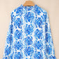Ethnic Printed Tie Split Neck Button Front Puff Sleeve