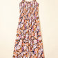Floral Print Smocked High Waist Square Neck Jumpsuit