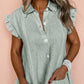 Frilled Sleeveless Collar Front Pocket Button Up Mini Dress