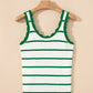 Striped Scalloped Edge U Neck Sleeveless Sweater Vest