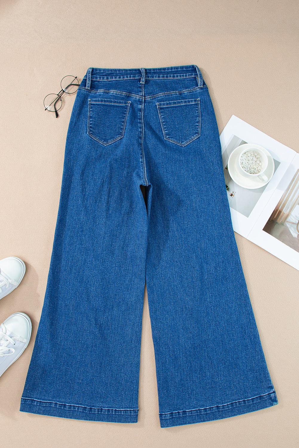 Plain Seam Detail Flared Bottom Ankle Length Jeans