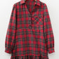Plaid Shirt Collar Half Button Ruffle Hem Long Sleeve Mini Dress