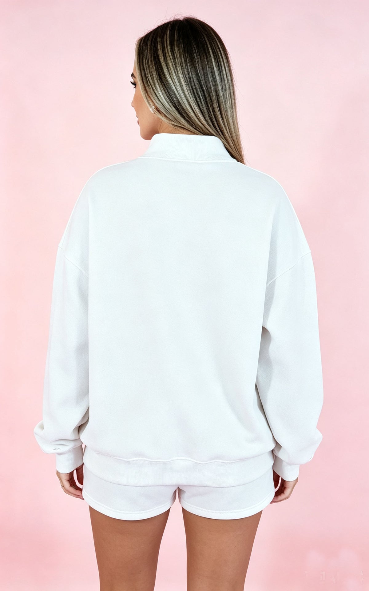 Solid-color Mock-neck Set