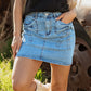 Acid Wash Bowknot Details High Waist Denim Skirt