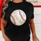 Heat Transfer Baseball Print Cotton Blend T Shirt