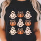 Halloween Ghost Pumpkin Crew Neck T Shirt