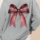 Football Bow Print Drop Shoulder Pullover Sweatshirt