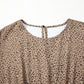 Plus Size Leopard Print Frill Trim Short Sleeve Flared Dress