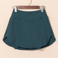 Solid Pocketed Crossover High Waist Swim Skort