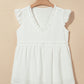 Textured Ruffled Trim V Neck Flutter Flowy Top