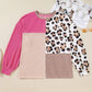Block Leopard Patchwork Long Sleeve Top
