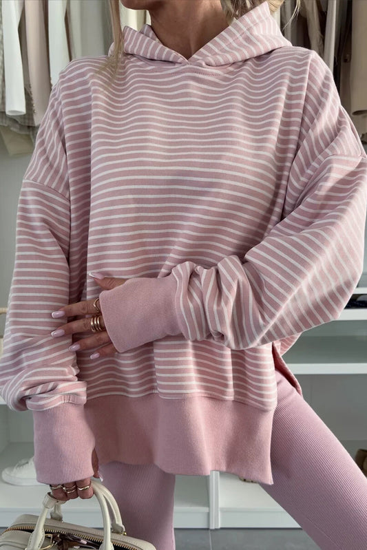 Side Slits Drop Shoulder Loose Fit Hoodie