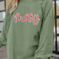 Sequined merry Letter Graphic Twisted Ribbed Baggy Sweatshirt