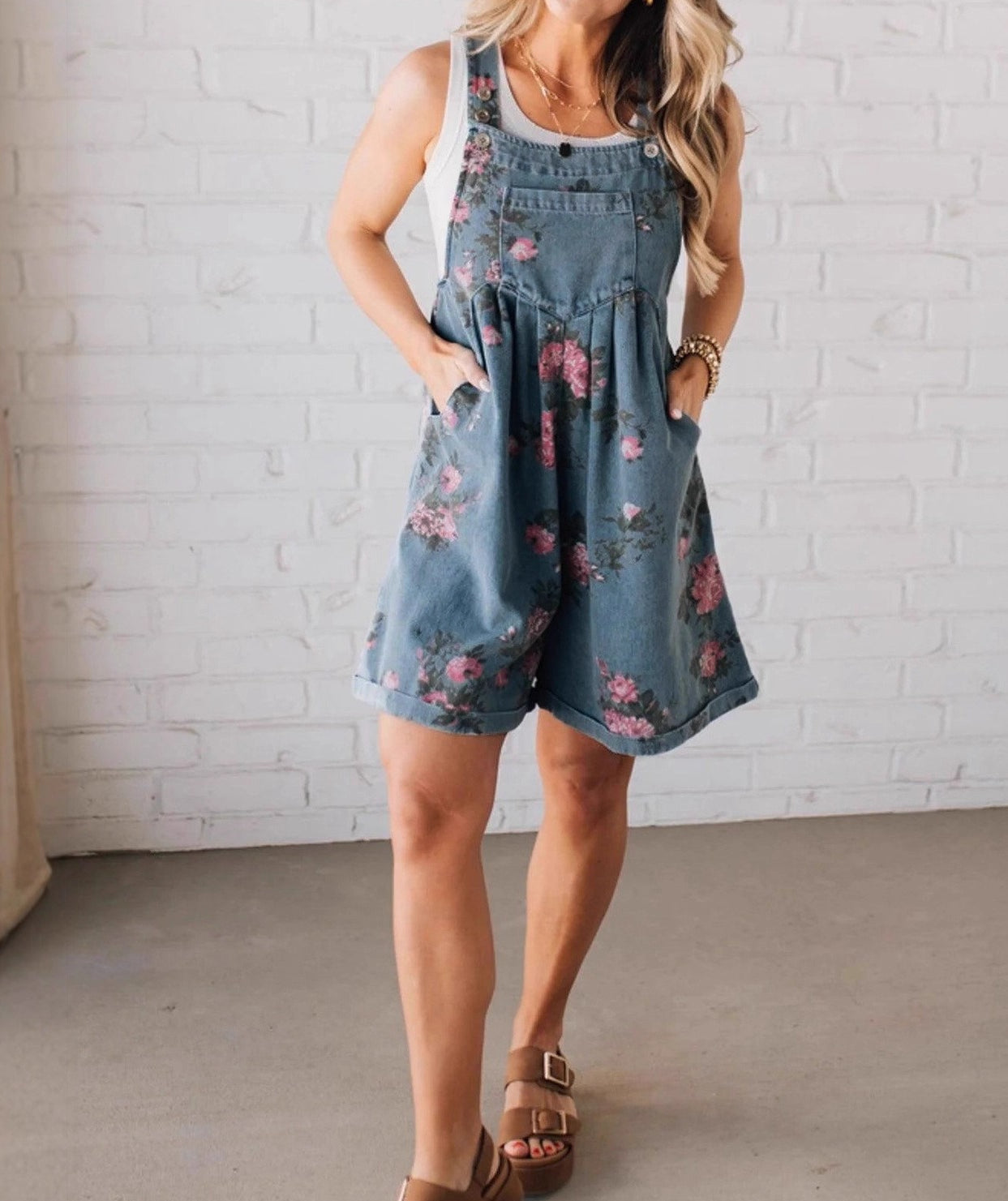 Floral Denim Overalls