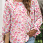 Floral Print Sweet Lantern Long Sleeve Blouse