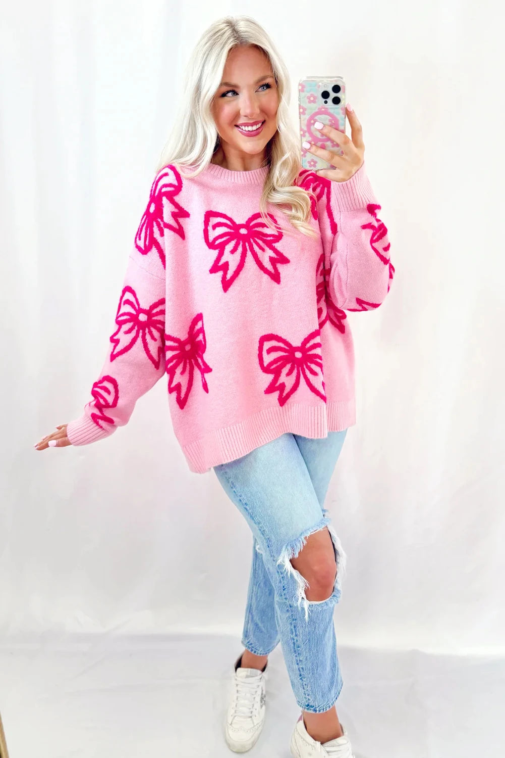 Bow Pattern Loose Sweater