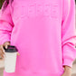 Texture Letter Drop Shoulder Sweatshirt