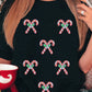 Holly Candy Cane Christmas Sequin Graphic T Shirt