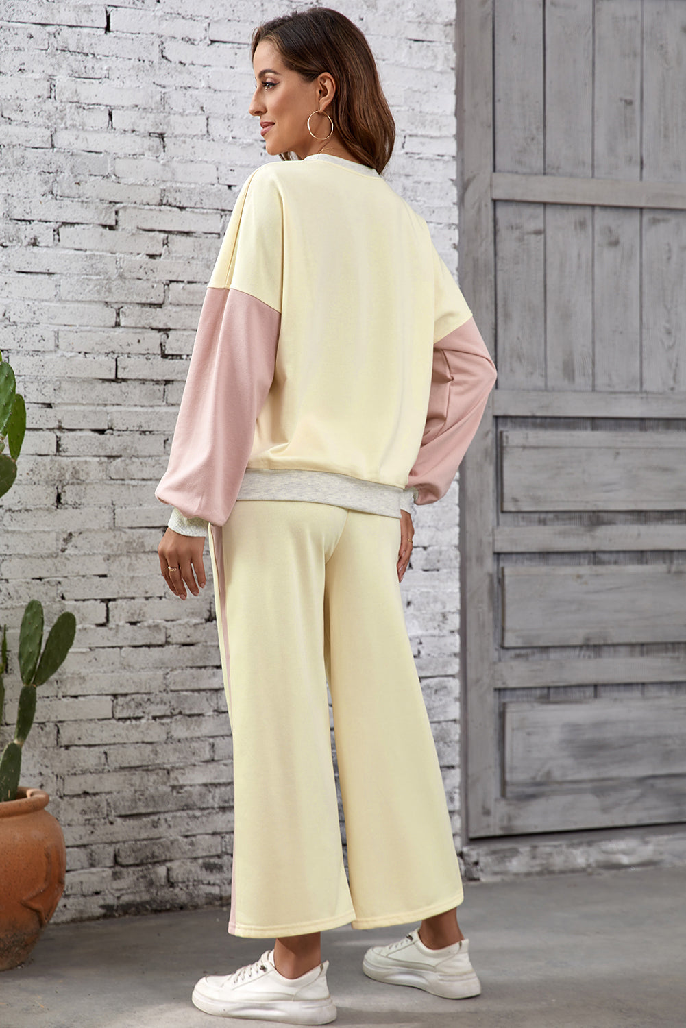 Block Pullover Loose Pant Set